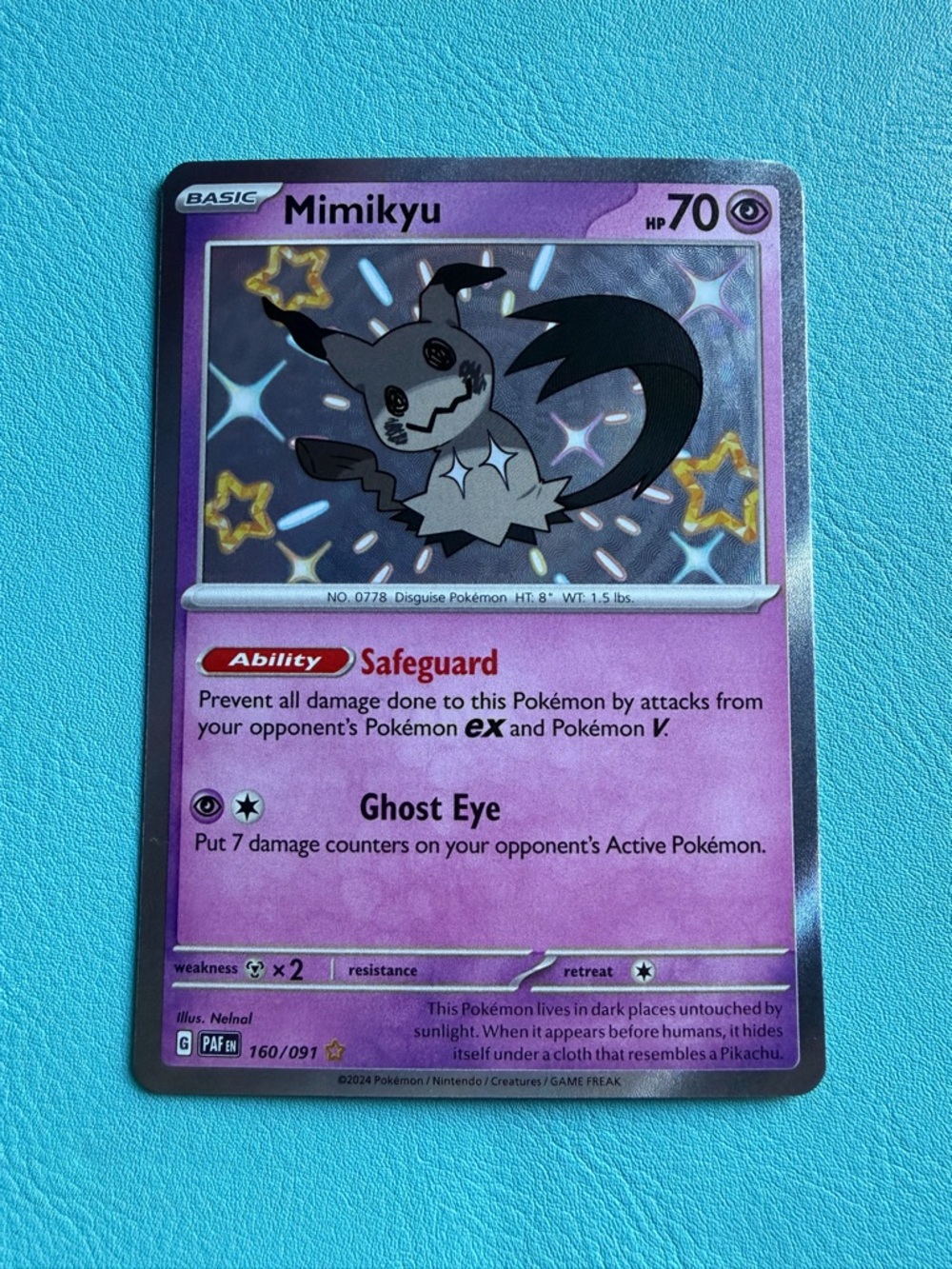 Mimikyu - 160/091 - Pokemon Paldean Fates Shiny Rare Card NM